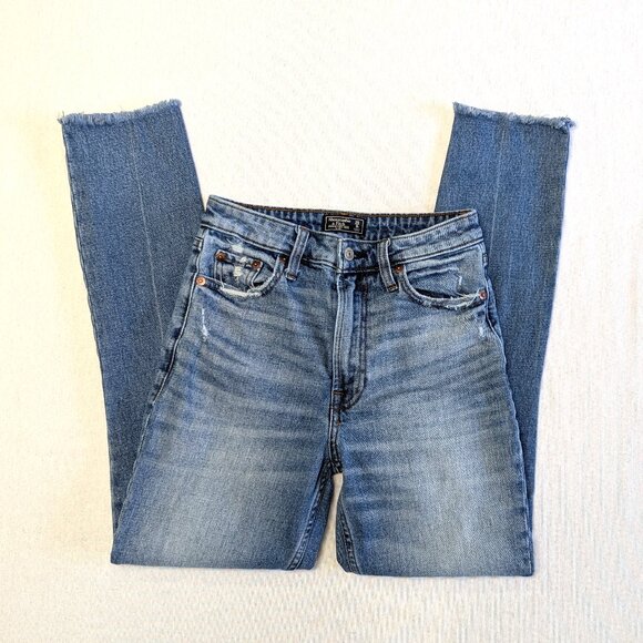 Abercrombie & Fitch Women's Simone High Rise Slim Fit Raw Hem Jeans. Size 25/0R - Picture 1 of 4